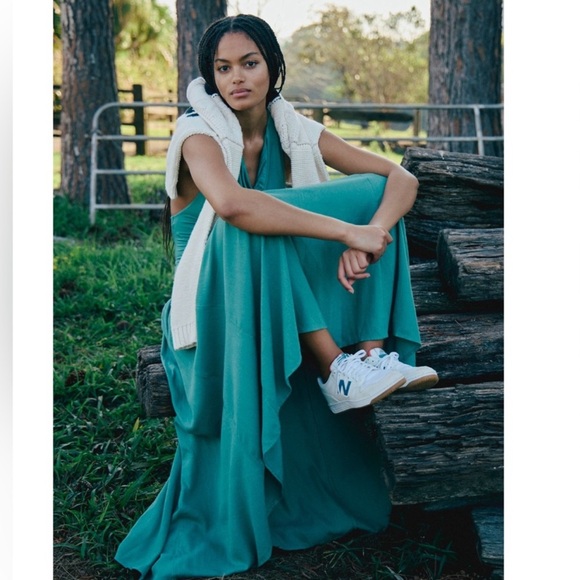 NWT free people Sasha Convertible Maxi Dress in Frosty Spruce Size: XS, S - Picture 3 of 5